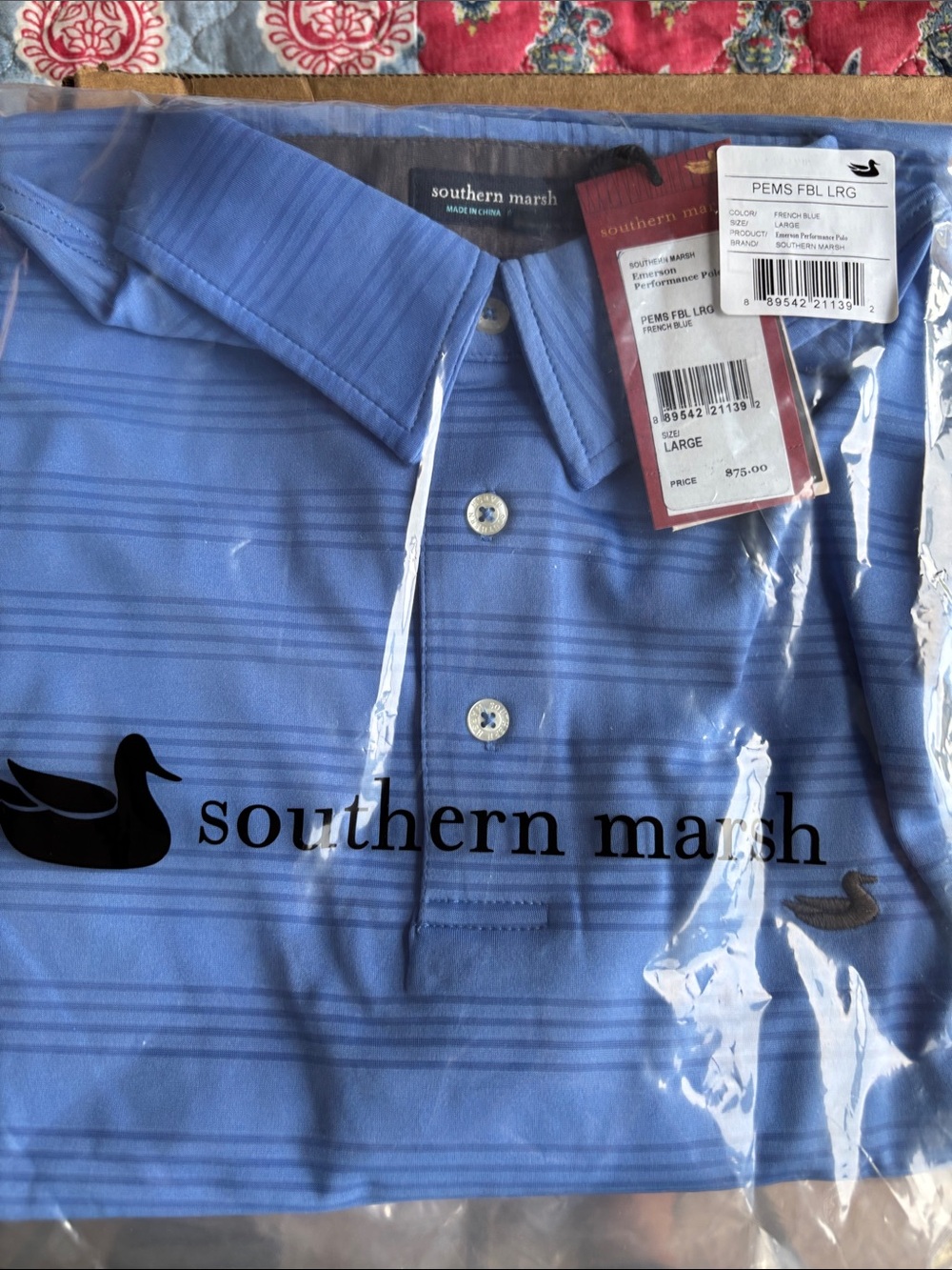 Southern Marsh Men's Light Blue Striped Polo NWT